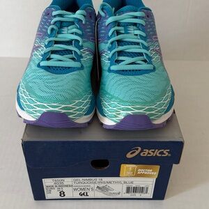 ASICS Women's Gel-Nimbus 18 Turquoise and Purple Sneakers